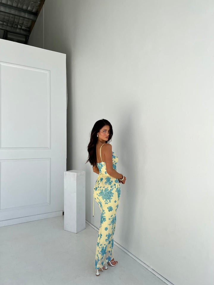 Primula | Vestido maxi floral con escote en V para mujer