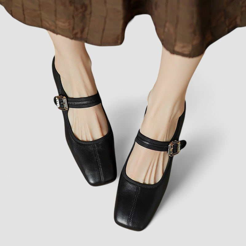 Adelais | Women's Black Strap Mary Jane Shoes - Black - Image 1