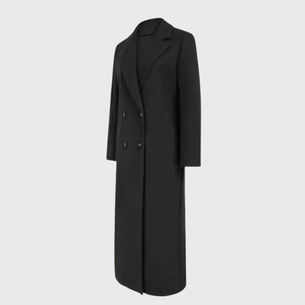 Amaryllis | Women's Double Breasted Long Trench Coat - Black - Image 1