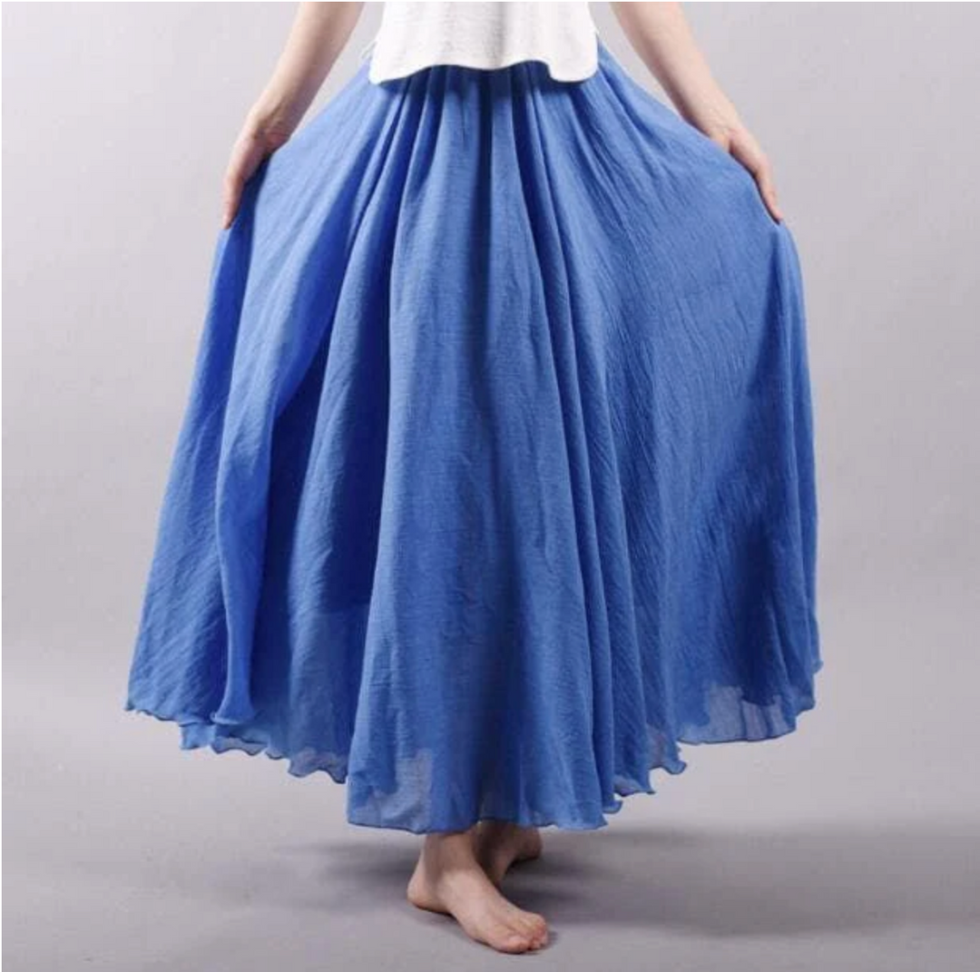 Amaryllis | Women's Flowing A-Line Maxi Skirt - Blue - Image 1