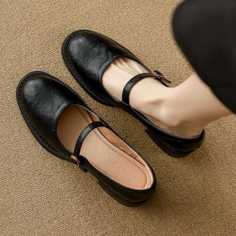 Anastasia | Women's Mary Jane Low Block Heel Strap Shoes - Black - Image 1