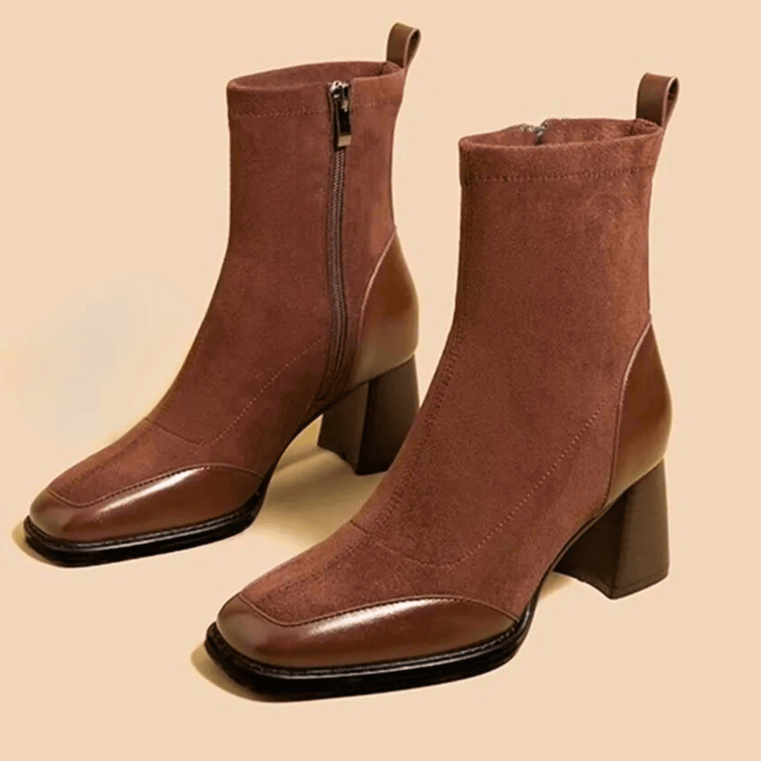 Arabella | Women's Brown Block Heel Ankle Boots - Brown - Image 1