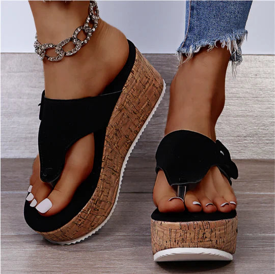Artemis | Women's Platform Wedge Sandals - Black - Image 1
