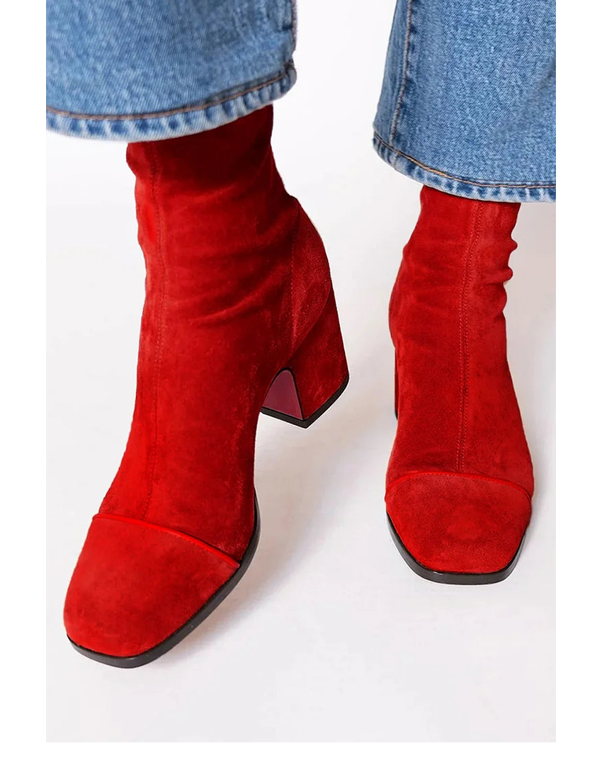 Aurelia | Women's Red Square Toe Ankle Boots - Red - Image 1