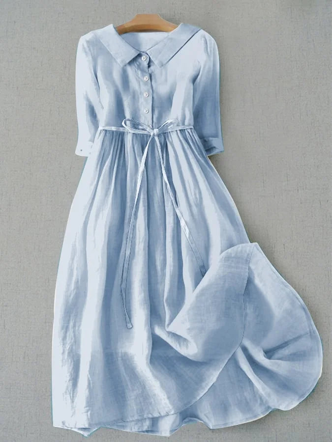 Beatrice | Women's Button Down Midi Dress - Light Blue - Image 1