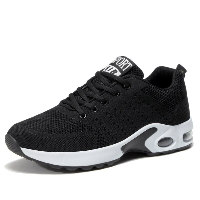 Beatriz | Women's Air Cushioned Mesh Trainers - Black - Image 1