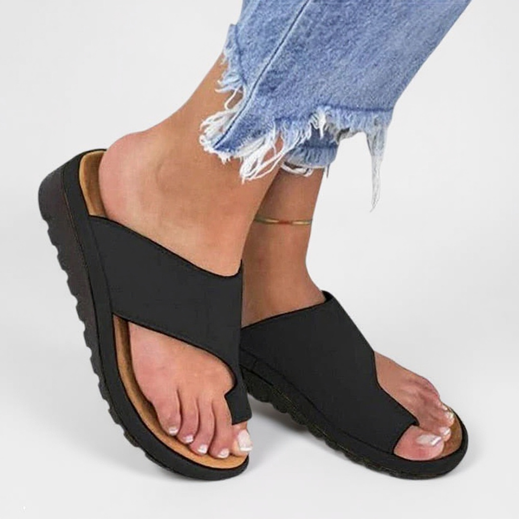 Beatriz | Women's Orthopedic Toe Strap Sandals - Black - Image 1