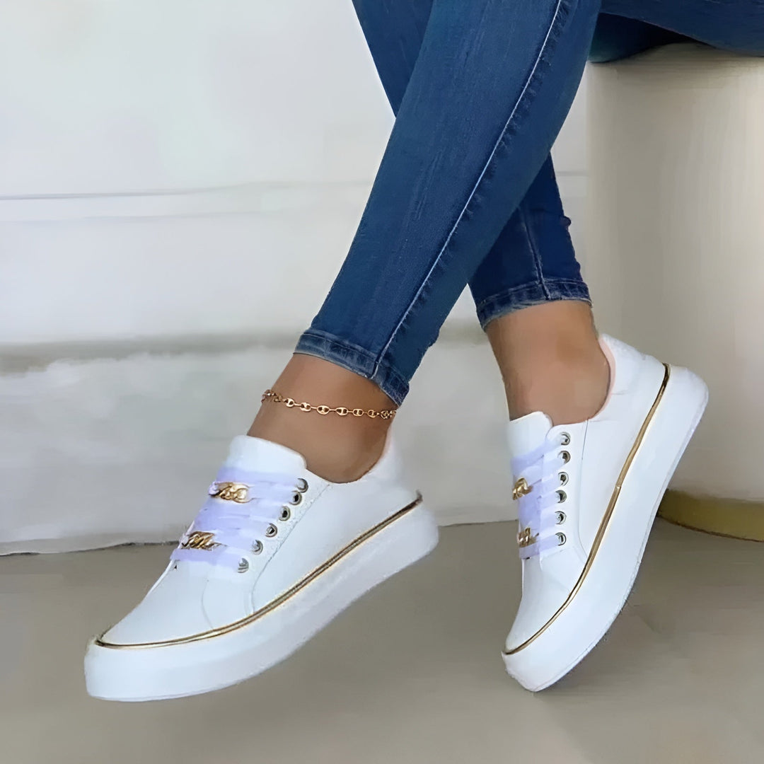 Bellefonte | Women's White Platform Lace Up Sneakers - White - Image 1