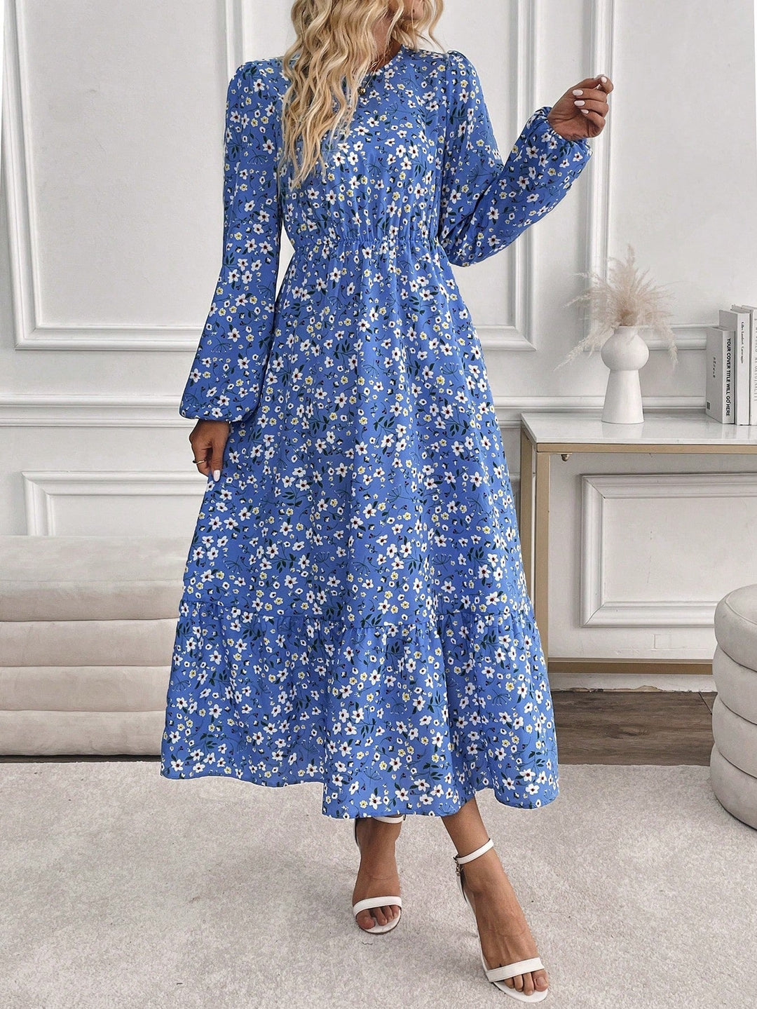 Brynja | Damen Maxikleid mit langen Ärmeln und Blumenmuster - Blumenmuster - Bild 7