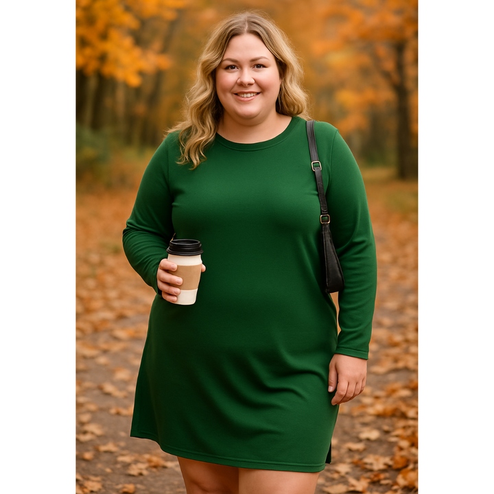 Calliandra | Damen Kleid mit Rundhalsausschnitt und langen Ärmeln - Weiß - Bild 5