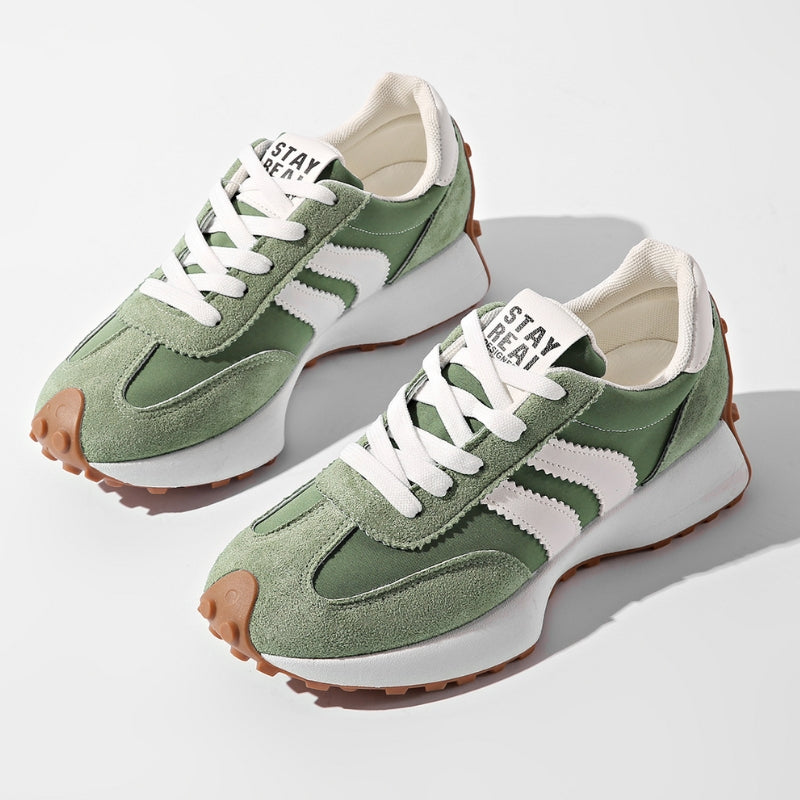 Callista | Women's Platform Chunky Sole Sneakers - Green - Image 1
