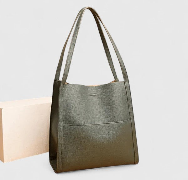 Calypso | Women's Minimalist Shoulder Tote Bag - Khaki - Image 1