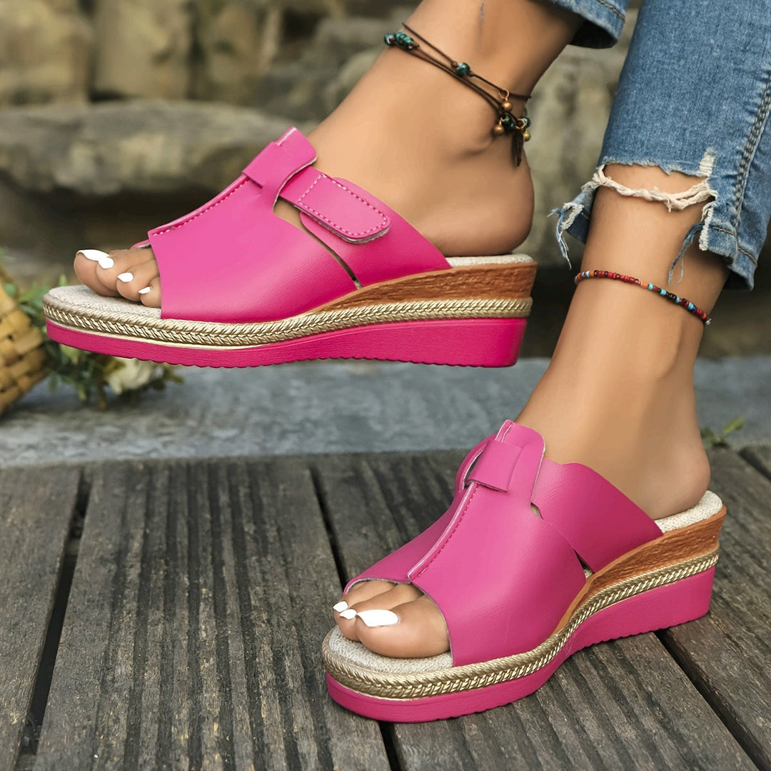 Camellia | Women's Pink Wedge Platform Sandals - Pink - Image 1