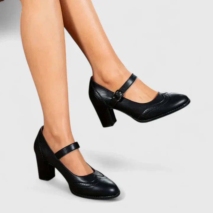 Camilla | Women's Mary Jane Block Heel Shoes - Black - Image 1