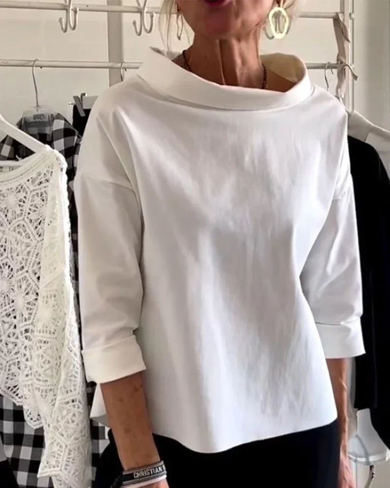 Casimir | Women's Cowl Neck 3/4 Sleeve Top - White - Image 1