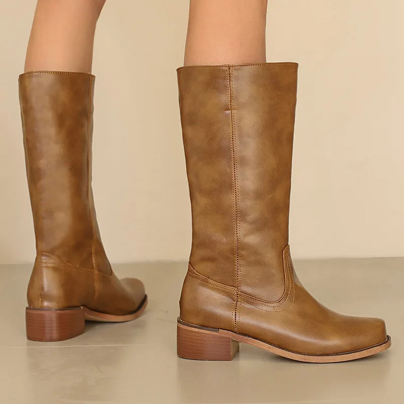Celestria | Women's Brown Knee High Boots - Brown - Image 1