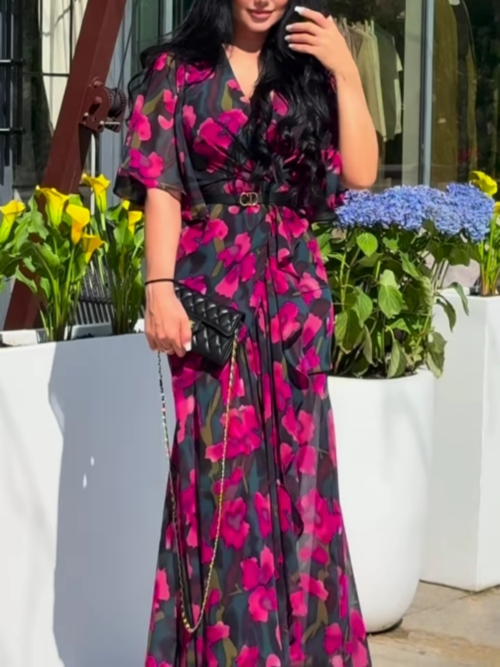 Celestria | Women's Floral Wrap Maxi Dress - Floral - Image 1