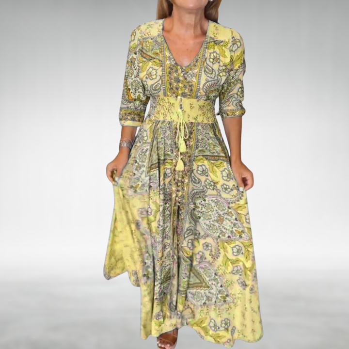 Clarissa | Damen Paisley V-Ausschnitt Maxikleid - Lila - Bild 5