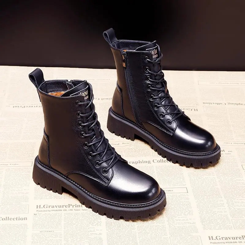 Clementina | Women's Black Lace-Up Ankle Boots - Black - Image 1