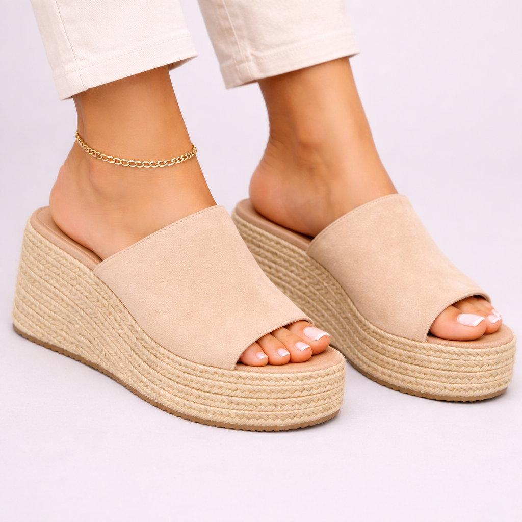 Clementina | Women's Espadrille Platform Wedge Sandals - Beige - Image 1