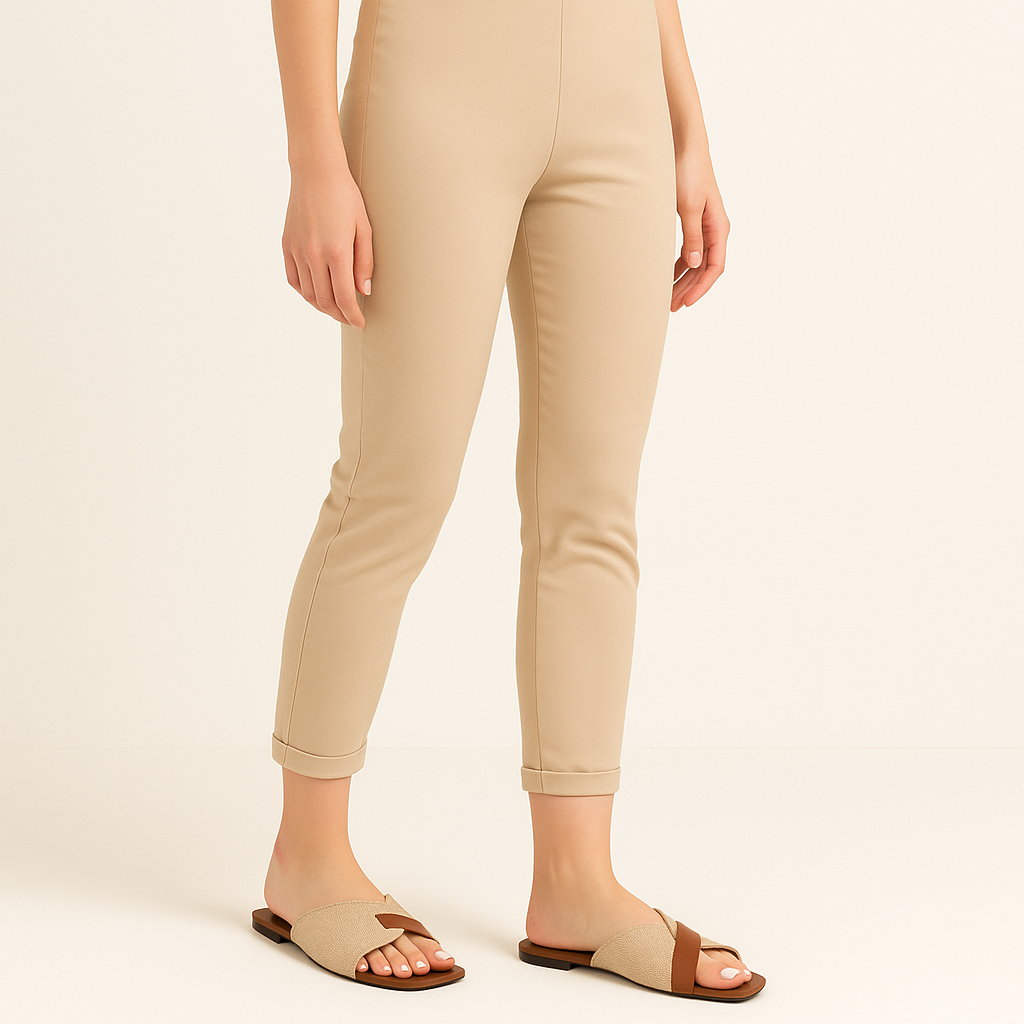 Clementina | Women's Square Toe Slides - Beige - Image 1