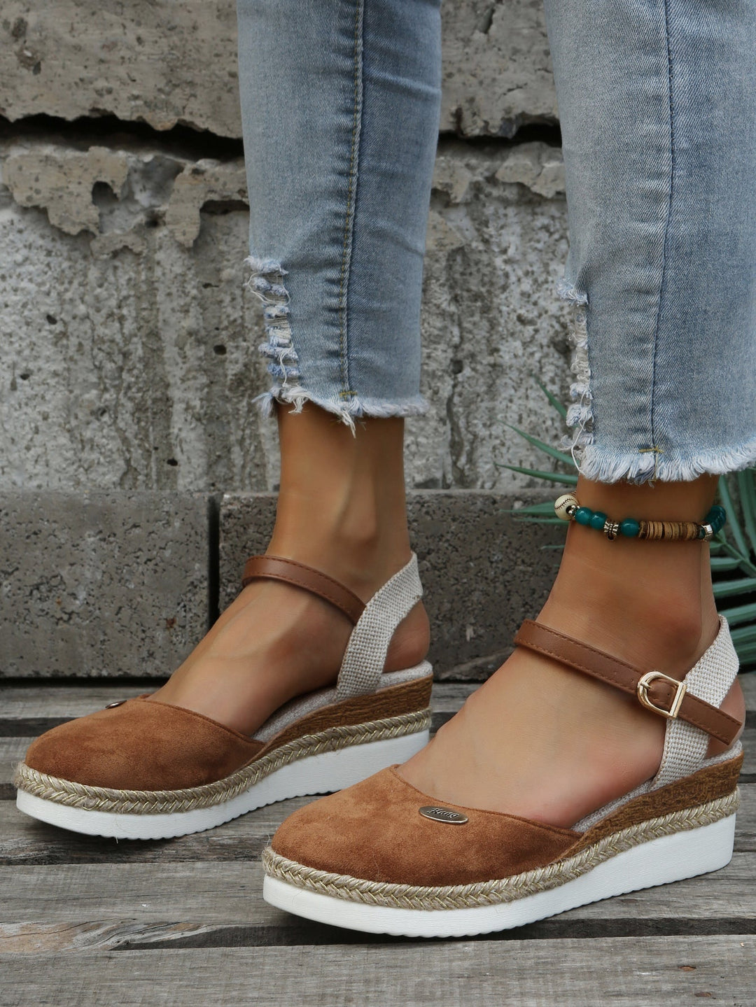 Clementine | Women's Ankle Strap Espadrille Sandals - Brown - Image 1