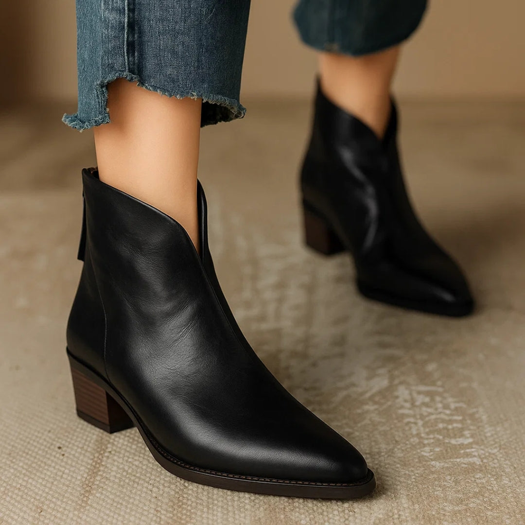 Clementine | Women's Black Heeled Ankle Boots - Black - Image 1