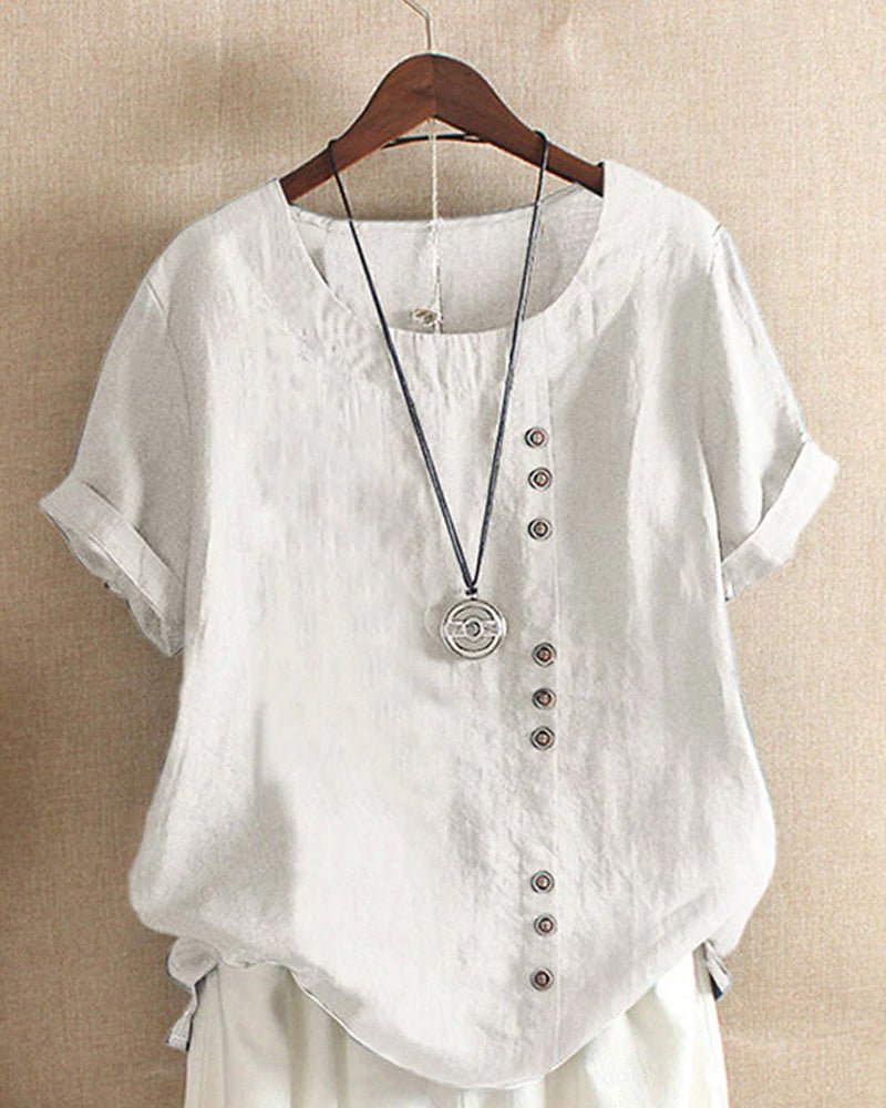 Constance | Damen Kurzarmshirt mit Knopfleiste und Rundhalsausschnitt - Pink - Bild 2