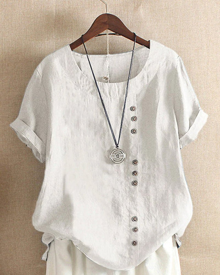 Constance | Damen Kurzarmshirt mit Knopfleiste und Rundhalsausschnitt - Pink - Bild 2