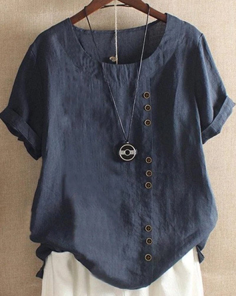 Constance | Damen Kurzarmshirt mit Knopfleiste und Rundhalsausschnitt - Pink - Bild 4