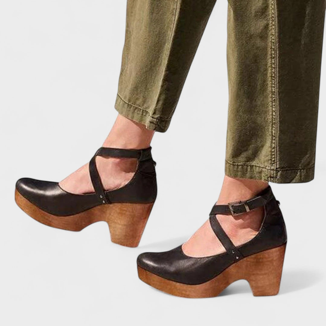 Cordabeth | Women's Mary Jane Wedge Heel Shoes - Black - Image 1