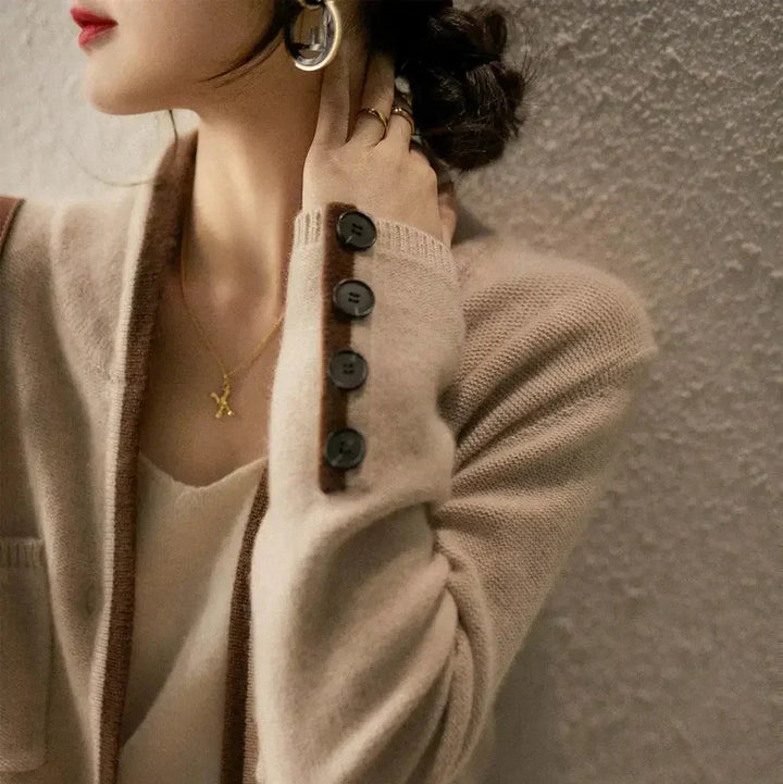 Cordamina | Damen Cardigan mit offenem Vorderteil und langen Ärmeln - Braun - Bild 13