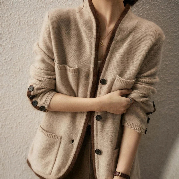 Cordamina | Damen Cardigan mit offenem Vorderteil und langen Ärmeln - Braun - Bild 15