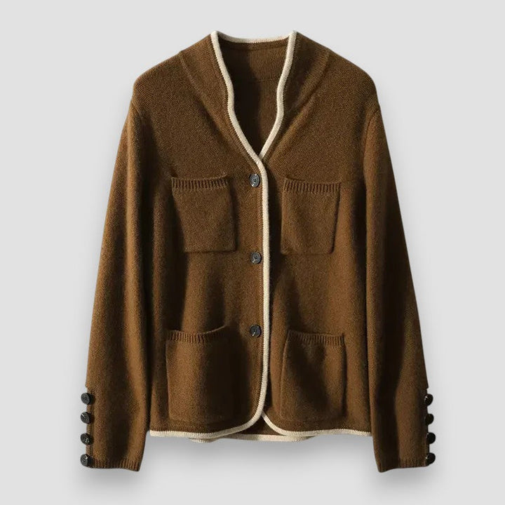 Cordamina | Damen Cardigan mit offenem Vorderteil und langen Ärmeln - Braun - Bild 3