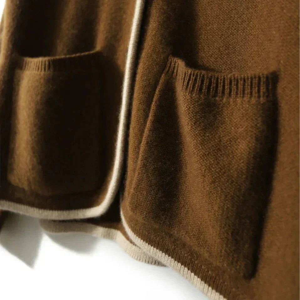 Cordamina | Damen Cardigan mit offenem Vorderteil und langen Ärmeln - Braun - Bild 8
