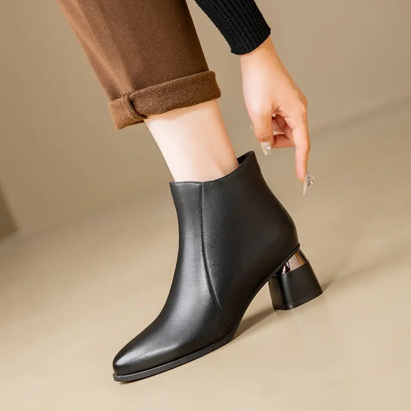 Cordamira | Women's Block Heel Ankle Boots - Black - Image 1
