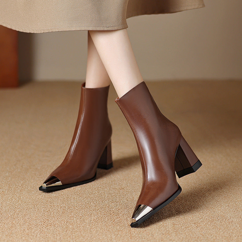 Cordantha | Women's Brown Block Heel Ankle Boots - Brown - Image 1