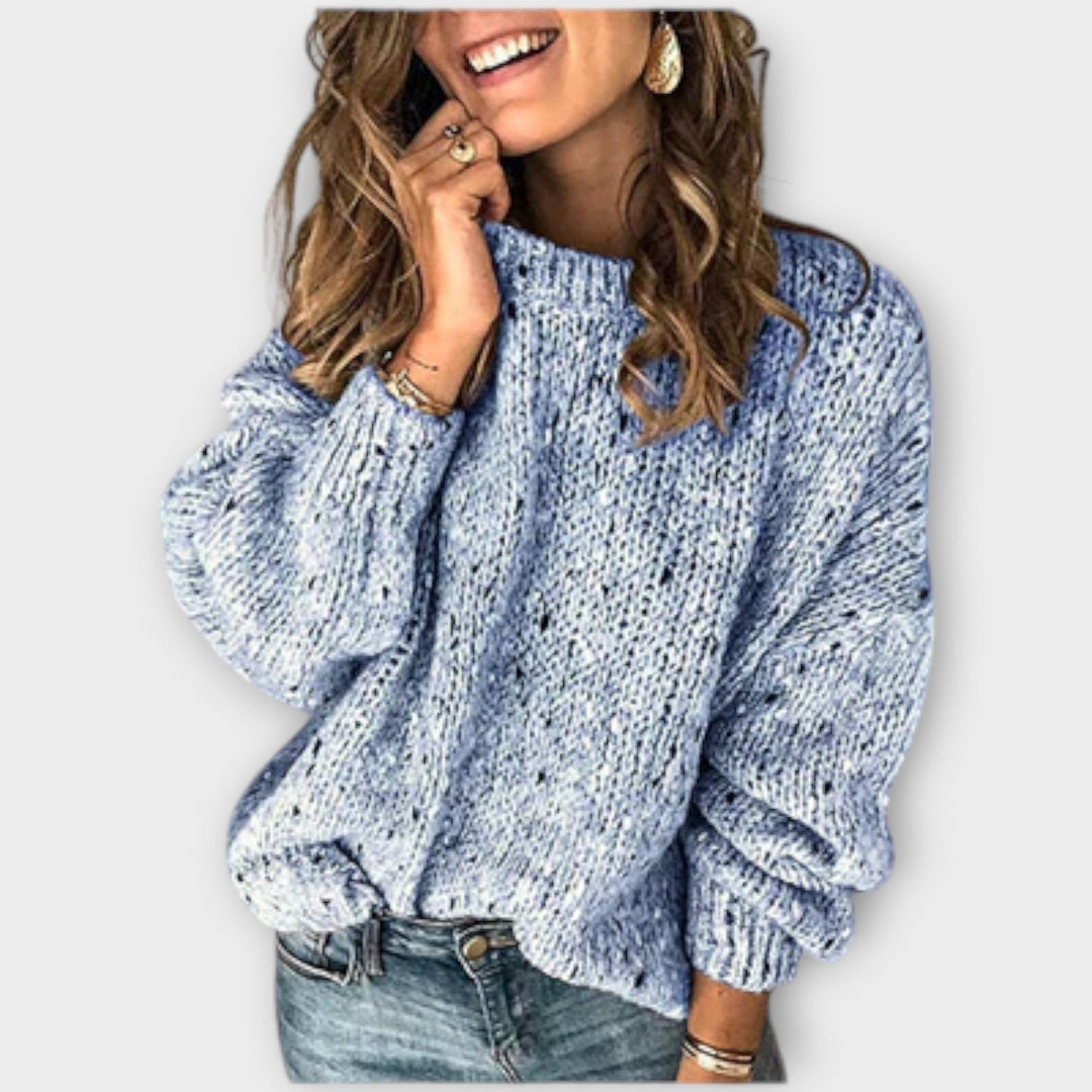 Cordelia | Damen Grobstrick Pullover mit langen Ärmeln - Grau - Bild 3