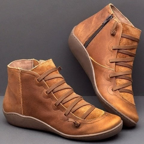 Cordessa | Women's Comfort Lace-Up Ankle Boots - Brown - Image 1