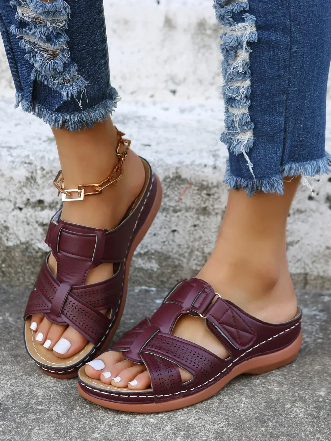 Cordith | Damen Plateau-Keilabsatz-Sandalen - Braun - Bild 6