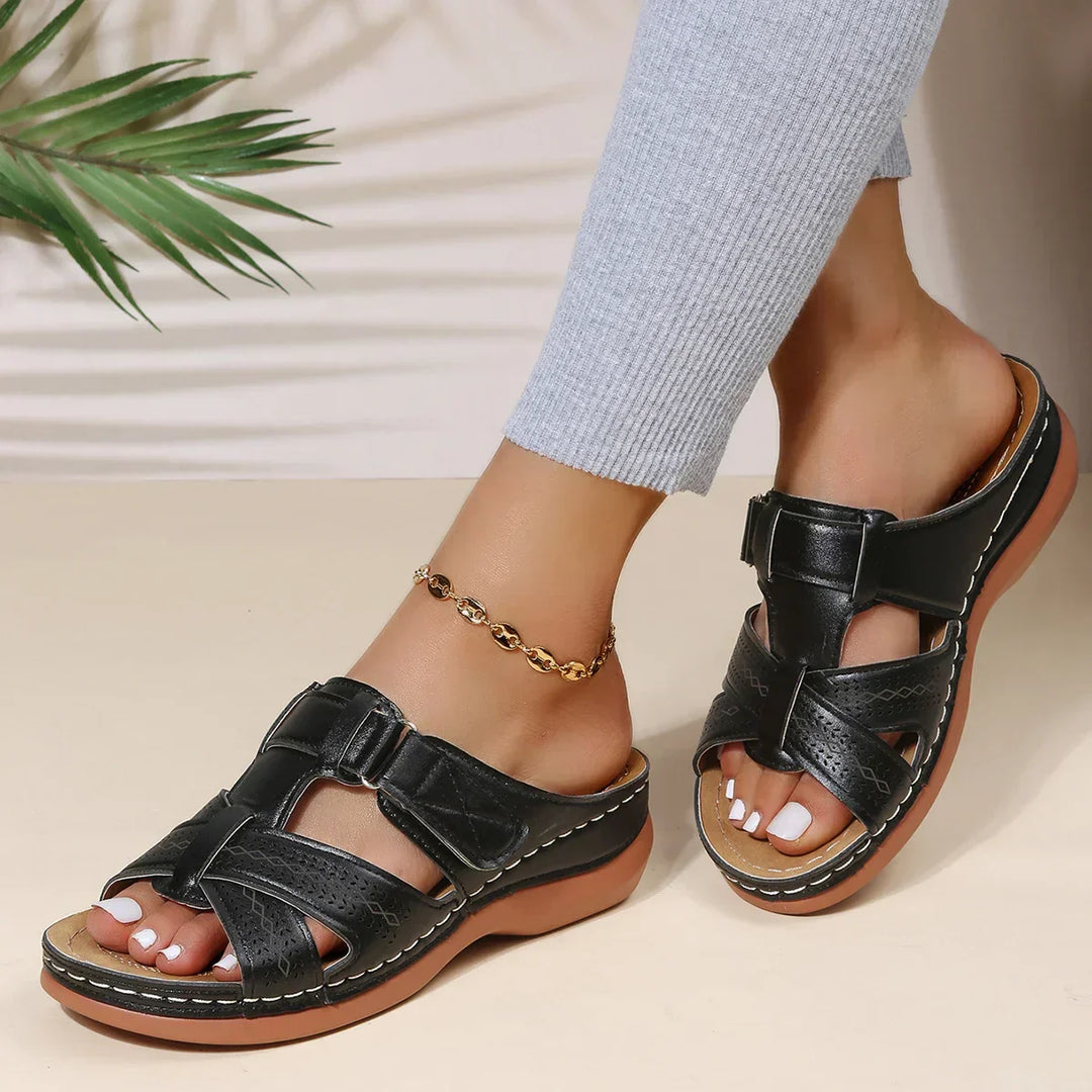 Cordith | Damen Plateau-Keilabsatz-Sandalen - Braun - Bild 7