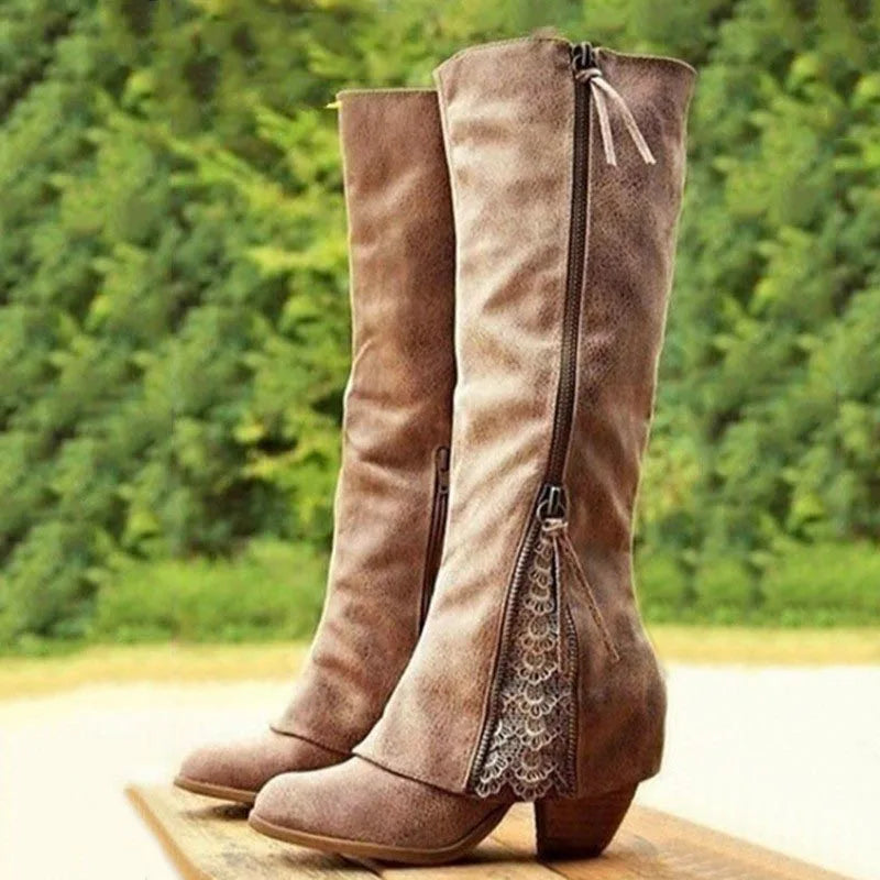 Cordulla | Women's Brown Knee High Boots - Brown - Image 1