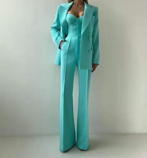 Dahlia | Women's Three Piece Blazer Set - Turquoise - Image 1