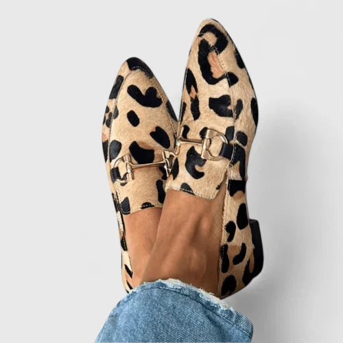 Delara | Women's Leopard Print Comfort Loafers - Brown - Image 1