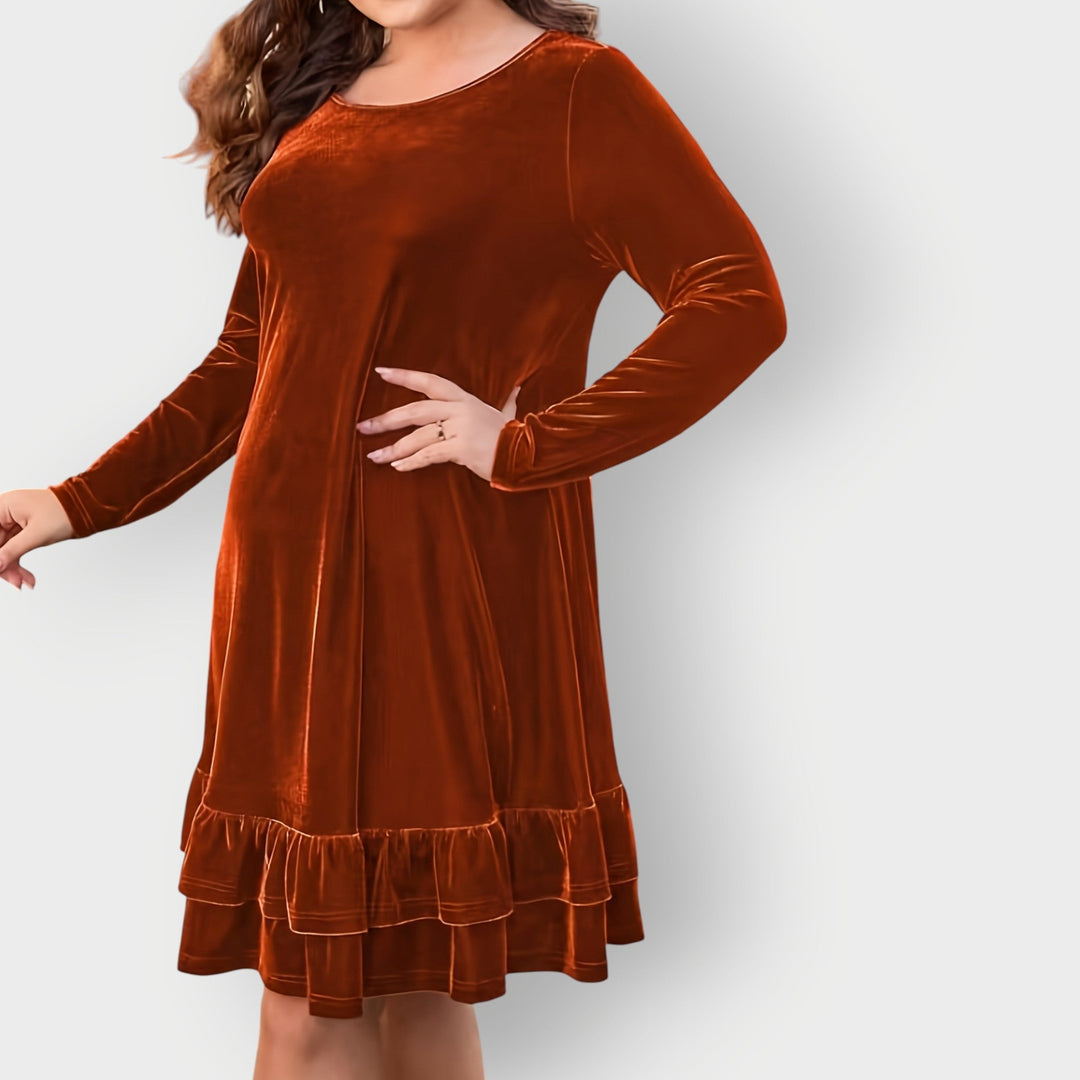 Eliara | Damen Midi-Kleid mit langen Ärmeln in Burgunderrot - Burgunderrot - Bild 3