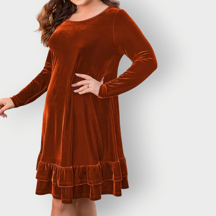 Eliara | Damen Midi-Kleid mit langen Ärmeln in Burgunderrot - Burgunderrot - Bild 3