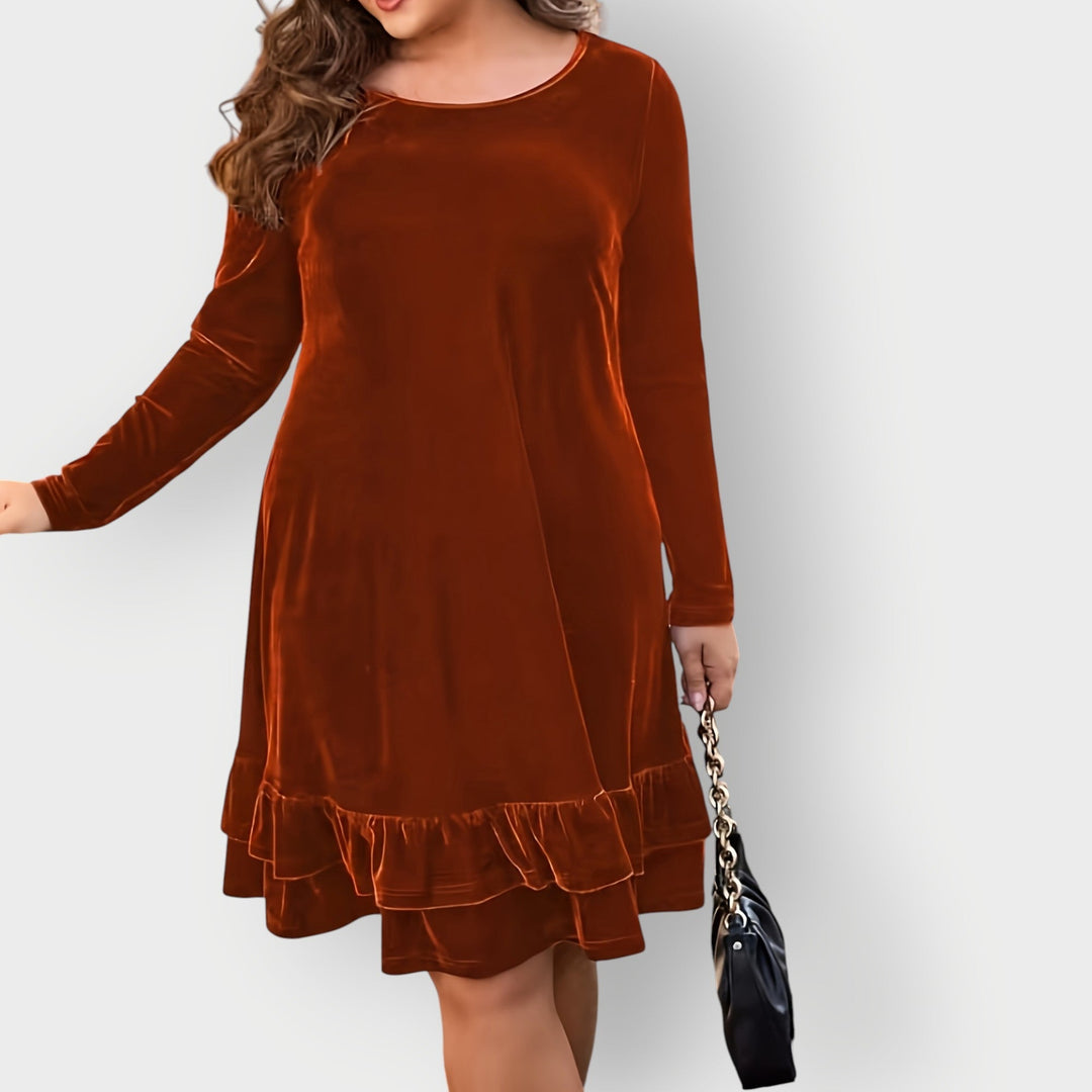 Eliara | Damen Midi-Kleid mit langen Ärmeln in Burgunderrot - Burgunderrot - Bild 8