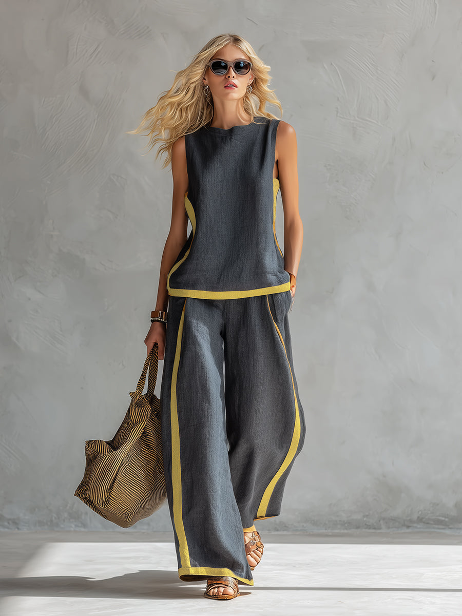 Eloise | Women's Wide Leg Two Piece Set - Grey - Image 1