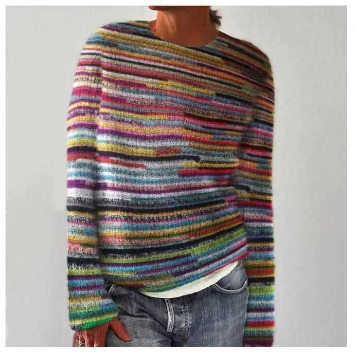 Elowen | Women's Multicolour Striped Long Sleeve Jumper - Image 1