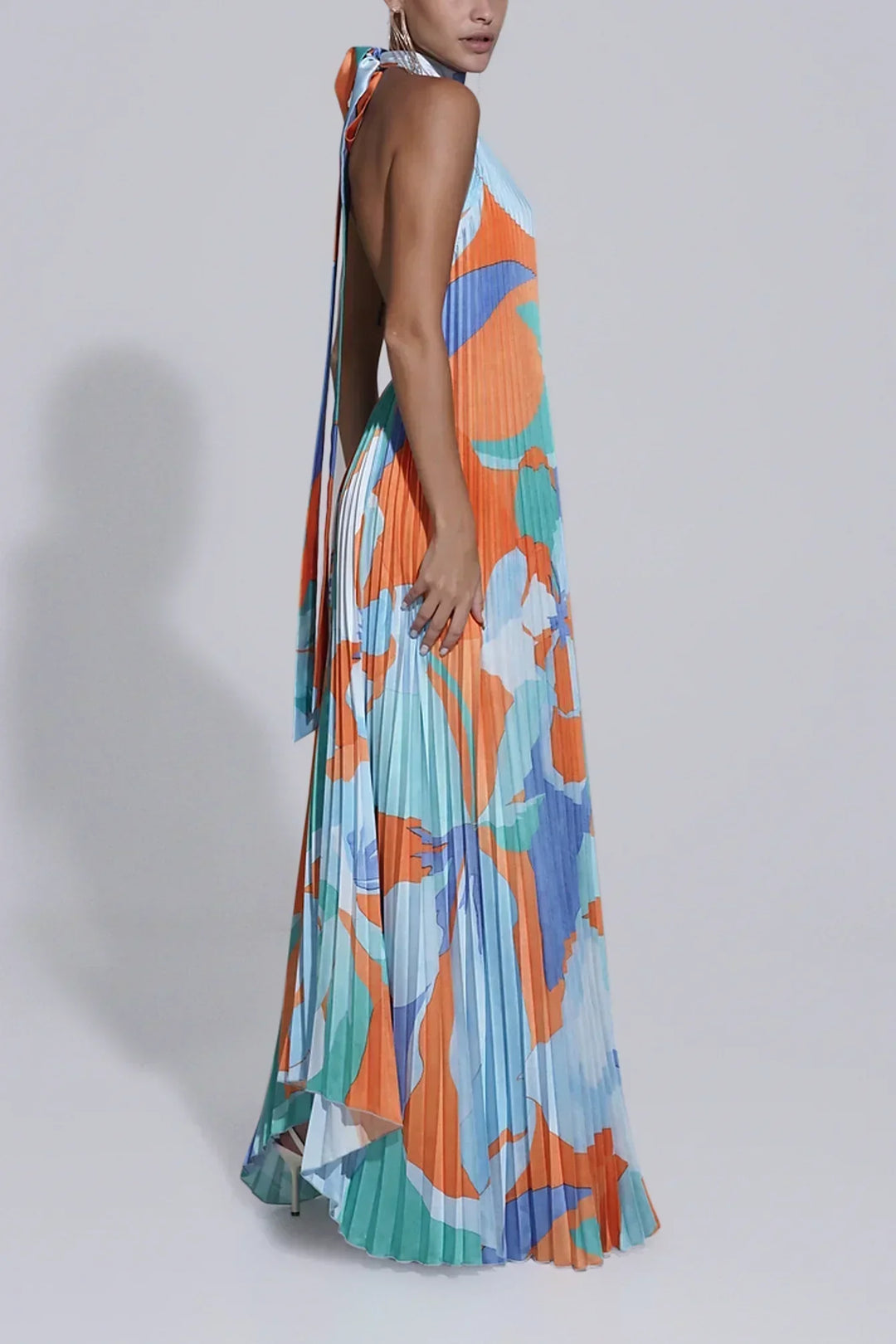 Emmeline | Damen Maxikleid mit Neckholder und Falten - Bild 3